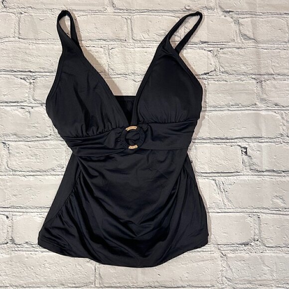 #42 NWT Michael Michael Kors Tankini Top in Black - Picture 1 of 3